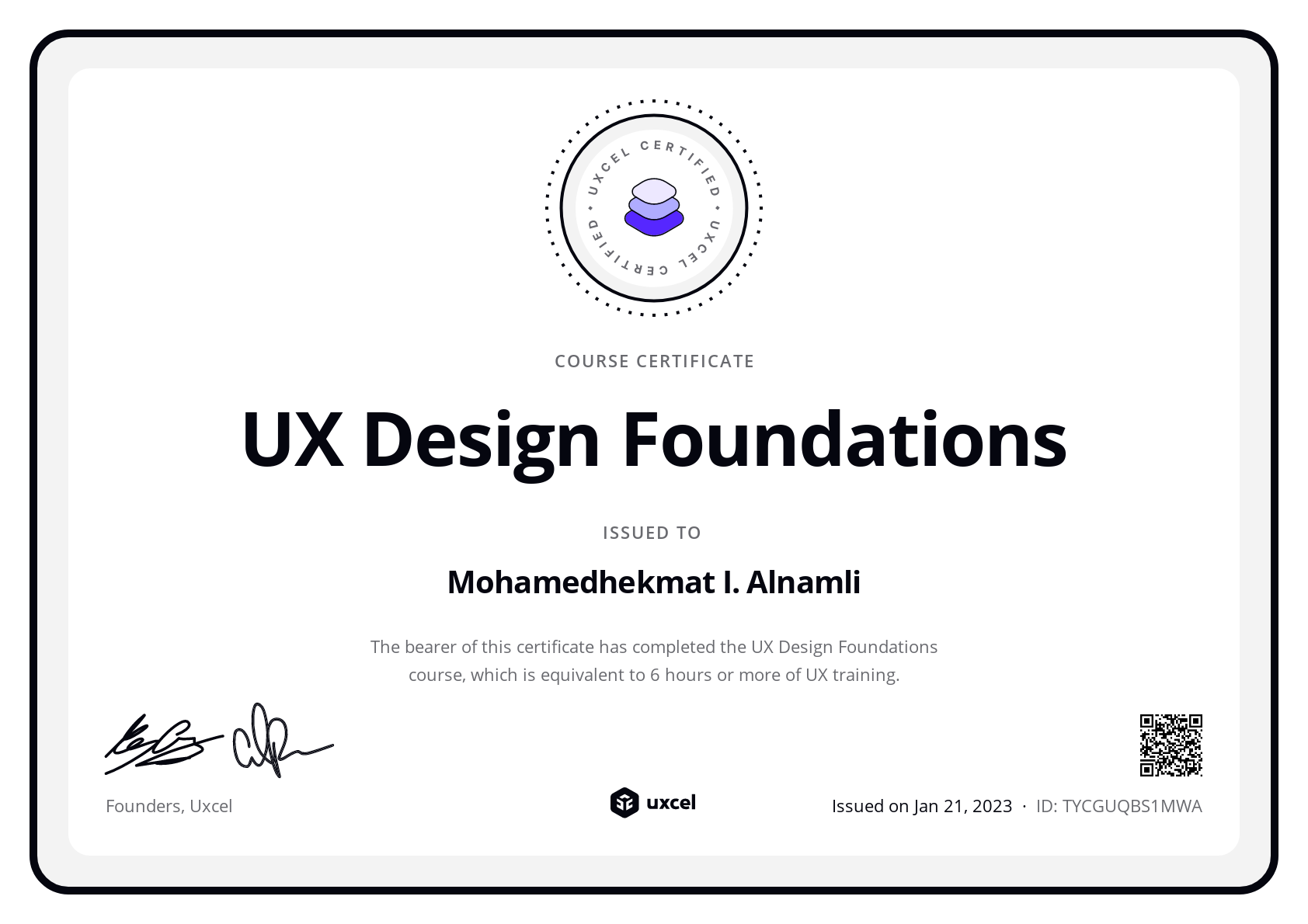 Mohamedhekmat I. Alnamli's certificate